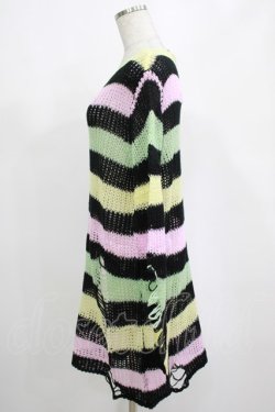 画像2: KILL STAR / Liqorice Knit Sweater XS 黒×ピンク×ミント×イエロー H-25-03-10-012-SL-TO-KB-ZH