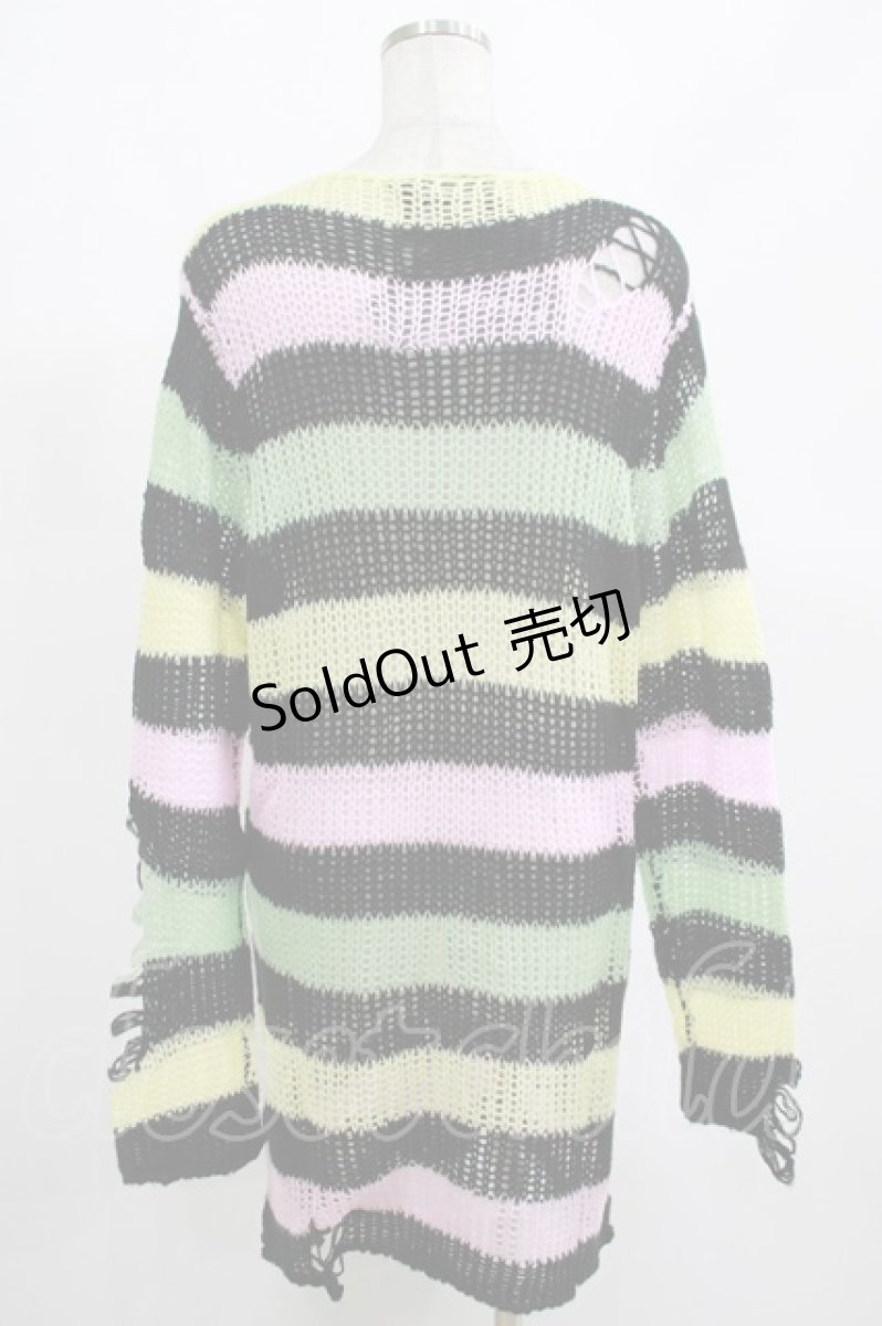 画像3: KILL STAR / Liqorice Knit Sweater XS 黒×ピンク×ミント×イエロー H-25-03-10-012-SL-TO-KB-ZH (3)