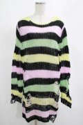 KILL STAR / Liqorice Knit Sweater S 黒×ピンク×ミント×イエロー H-25-03-10-014-SL-TO-KB-ZT206