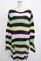 KILL STAR / Liqorice Knit Sweater S 黒×ピンク×ミント×イエロー H-25-03-10-014-SL-TO-KB-ZT206