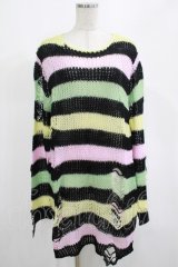 KILL STAR / Liqorice Knit Sweater M 黒×ピンク×ミント×イエロー H-25-03-10-015-SL-TO-KB-ZY