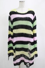 画像1: KILL STAR / Liqorice Knit Sweater M 黒×ピンク×ミント×イエロー H-25-03-10-015-SL-TO-KB-ZT613 (1)