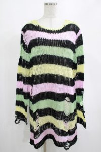 KILL STAR / Liqorice Knit Sweater S 黒×ピンク×ミント×イエロー H-25-03-10-017-SL-TO-KB-ZY