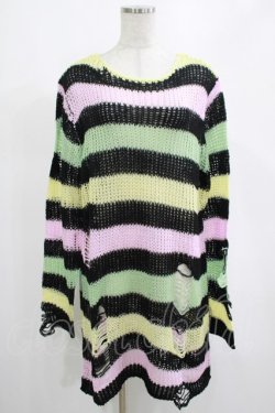 画像1: KILL STAR / Liqorice Knit Sweater S 黒×ピンク×ミント×イエロー H-25-03-10-017-SL-TO-KB-ZY