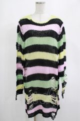 KILL STAR / Liqorice Knit Sweater M 黒×ピンク×ミント×イエロー H-25-03-10-018-SL-TO-KB-ZH