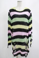 画像1: KILL STAR / Liqorice Knit Sweater M 黒×ピンク×ミント×イエロー H-25-03-10-018-SL-TO-KB-ZH (1)