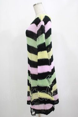 画像2: KILL STAR / Liqorice Knit Sweater M 黒×ピンク×ミント×イエロー H-25-03-10-018-SL-TO-KB-ZH
