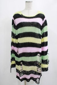 KILL STAR / Liqorice Knit Sweater M 黒×ピンク×ミント×イエロー H-25-03-10-020-SL-TO-KB-ZH