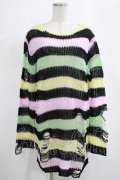 KILL STAR / Liqorice Knit Sweater S 黒×ピンク×ミント×イエロー H-25-03-10-022-SL-TO-KB-OS