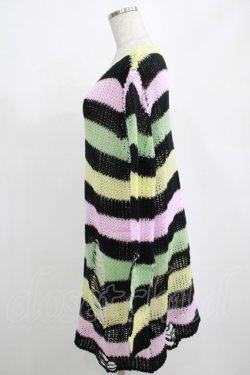 画像2: KILL STAR / Liqorice Knit Sweater S 黒×ピンク×ミント×イエロー H-25-03-10-022-SL-TO-KB-OS