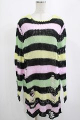 KILL STAR / Liqorice Knit Sweater M 黒×ピンク×ミント×イエロー H-25-03-10-023-SL-TO-KB-ZH