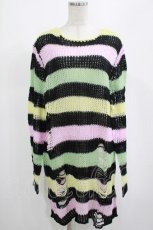 画像1: KILL STAR / Liqorice Knit Sweater M 黒×ピンク×ミント×イエロー H-25-03-10-023-SL-TO-KB-ZH (1)