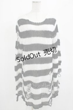 画像1: KILL STAR / Pugsley Knit Sweater M 黒×白 H-25-03-10-024-SL-TO-KB-ZI