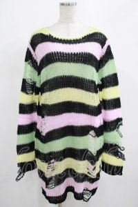 KILL STAR / Liqorice Knit Sweater S 黒×ピンク×ミント×イエロー H-25-03-10-025-SL-TO-KB-ZH
