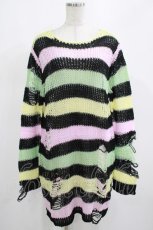 画像1: KILL STAR / Liqorice Knit Sweater S 黒×ピンク×ミント×イエロー H-25-03-10-025-SL-TO-KB-OS (1)