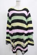 KILL STAR / Liqorice Knit Sweater M 黒×ピンク×ミント×イエロー H-25-03-10-026-SL-TO-KB-ZH