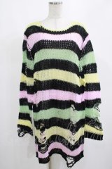 KILL STAR / Liqorice Knit Sweater M 黒×ピンク×ミント×イエロー H-25-03-10-026-SL-TO-KB-ZH