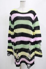 画像1: KILL STAR / Liqorice Knit Sweater M 黒×ピンク×ミント×イエロー H-25-03-10-026-SL-TO-KB-ZH (1)