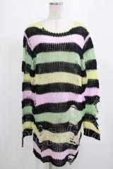 KILL STAR / Liqorice Knit Sweater S 黒×ピンク×ミント×イエロー H-25-03-10-028-SL-TO-KB-ZH