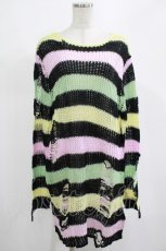 画像1: KILL STAR / Liqorice Knit Sweater M 黒×ピンク×ミント×イエロー H-25-03-10-029-SL-TO-KB-ZH (1)