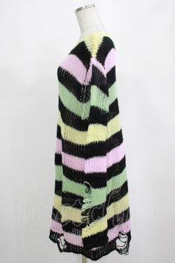 画像2: KILL STAR / Liqorice Knit Sweater M 黒×ピンク×ミント×イエロー H-25-03-10-029-SL-TO-KB-ZH
