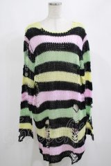 KILL STAR / Liqorice Knit Sweater M 黒×ピンク×ミント×イエロー H-25-03-10-031-SL-TO-KB-ZH