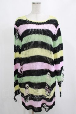 画像1: KILL STAR / Liqorice Knit Sweater S 黒×ピンク×ミント×イエロー H-25-03-10-032-SL-TO-KB-ZH
