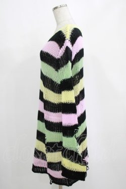 画像2: KILL STAR / Liqorice Knit Sweater S 黒×ピンク×ミント×イエロー H-25-03-10-032-SL-TO-KB-ZH