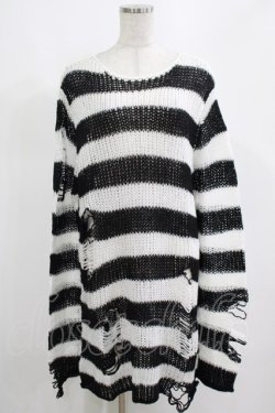 画像1: KILL STAR / Pugsley Knit Sweater M 黒×白 H-25-03-10-033-SL-TO-KB-ZT238