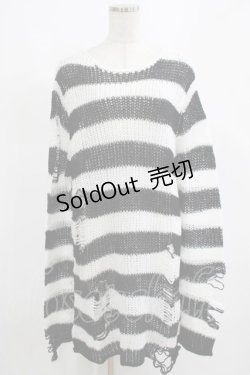 画像1: 【SALE】KILL STAR / Pugsley Knit Sweater M 黒×白 H-25-03-10-033-SL-TO-KB-ZT238