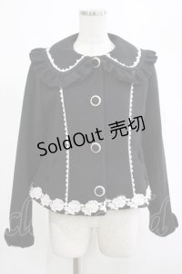 axes femme kawaii / ガーリーリボンショートコート M ブラック H-25-03-11-026-AX-CO-NS-ZH