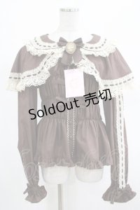 metamorphose / 【プラスサイズ】木漏れ日のトロイメライ ケープ付き長袖ブラウス プラスサイズ ブラウン H-25-03-11-029-ME-BL-NS-ZH