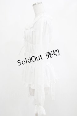 画像2: metamorphose / 【プラスサイズ】スクエアあきフリルブラウス（長袖） プラスサイズ オフ H-25-03-11-030-ME-BL-NS-ZH