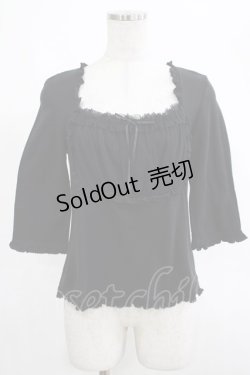 画像1: PINK HOUSE / ドットチュールフリルトップス Free ブラック H-25-03-11-036-LO-TO-NS-ZH