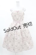 axes femme kawaii / RosyBear柄ジャンパースカート M アイボリー/ピンク H-25-03-11-1031-AX-OP-NS-ZH