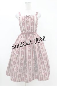 axes femme kawaii / RosyBear柄ジャンパースカート M ワイン H-25-03-11-1036-AX-OP-NS-ZH