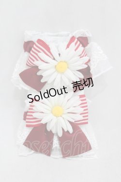 画像1: metamorphose / Flowerチュールカフス  オフ/レッド H-25-03-11-1008-ME-ZA-NS-ZH