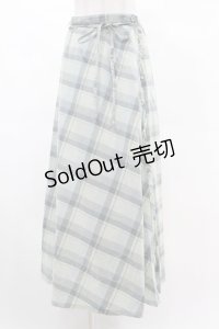 INGEBORG / チェックリボンラップスカート M ブルー H-25-03-11-1046-LO-SK-NS-ZH