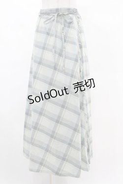 画像1: INGEBORG / チェックリボンラップスカート M ブルー H-25-03-11-1046-LO-SK-NS-ZH