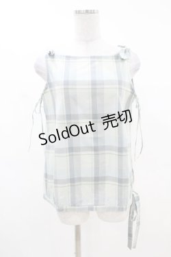 画像1: INGEBORG / チェックリボンノースリーブブラウス S ブルー H-25-03-11-1047-LO-BL-NS-ZH