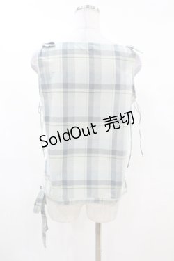 画像2: INGEBORG / チェックリボンノースリーブブラウス S ブルー H-25-03-11-1047-LO-BL-NS-ZH