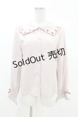 axes femme kawaii / スカラップ苺刺繍ブラウス M ピンク H-25-03-11-1052-AX-BL-NS-ZH