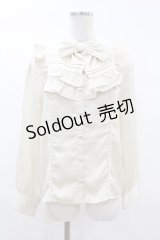 axes femme kawaii / ヴィンテージサテンブラウス M アイボリー H-25-03-11-1055-AX-BL-NS-ZH