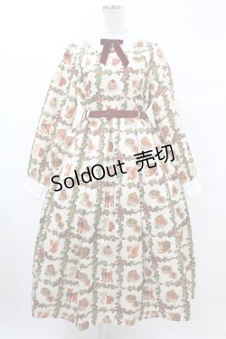 画像1: axes femme kawaii / 森のケーキ屋さん柄ワンピース M アイボリー H-25-03-11-1027-AX-OP-NS-ZH