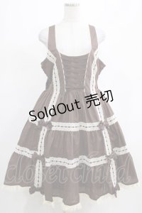 metamorphose / 【プラスサイズ】木漏れ日のトロイメライ ティアードジャンパースカート プラスサイズ ブラウン H-25-03-11-002-ME-OP-NS-ZH