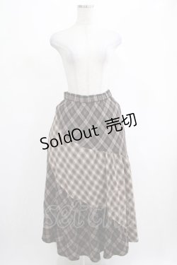 画像1: axes femme / チェック切替ロングスカート M ブラウン H-25-03-11-020-AX-SK-NS-ZH