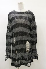KILL STAR / Abyss Knit Sweater S 黒×シルバーグレー H-25-03-12-044-SL-TO-KB-ZH