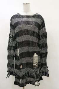 KILL STAR / Abyss Knit Sweater S 黒×シルバーグレー H-25-03-12-044-SL-TO-KB-ZH