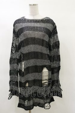 画像1: KILL STAR / Abyss Knit Sweater S 黒×シルバーグレー H-25-03-12-044-SL-TO-KB-ZH