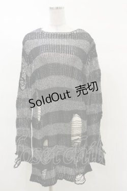 画像1: KILL STAR / Abyss Knit Sweater S 黒×シルバーグレー H-25-03-12-044-SL-TO-KB-ZH